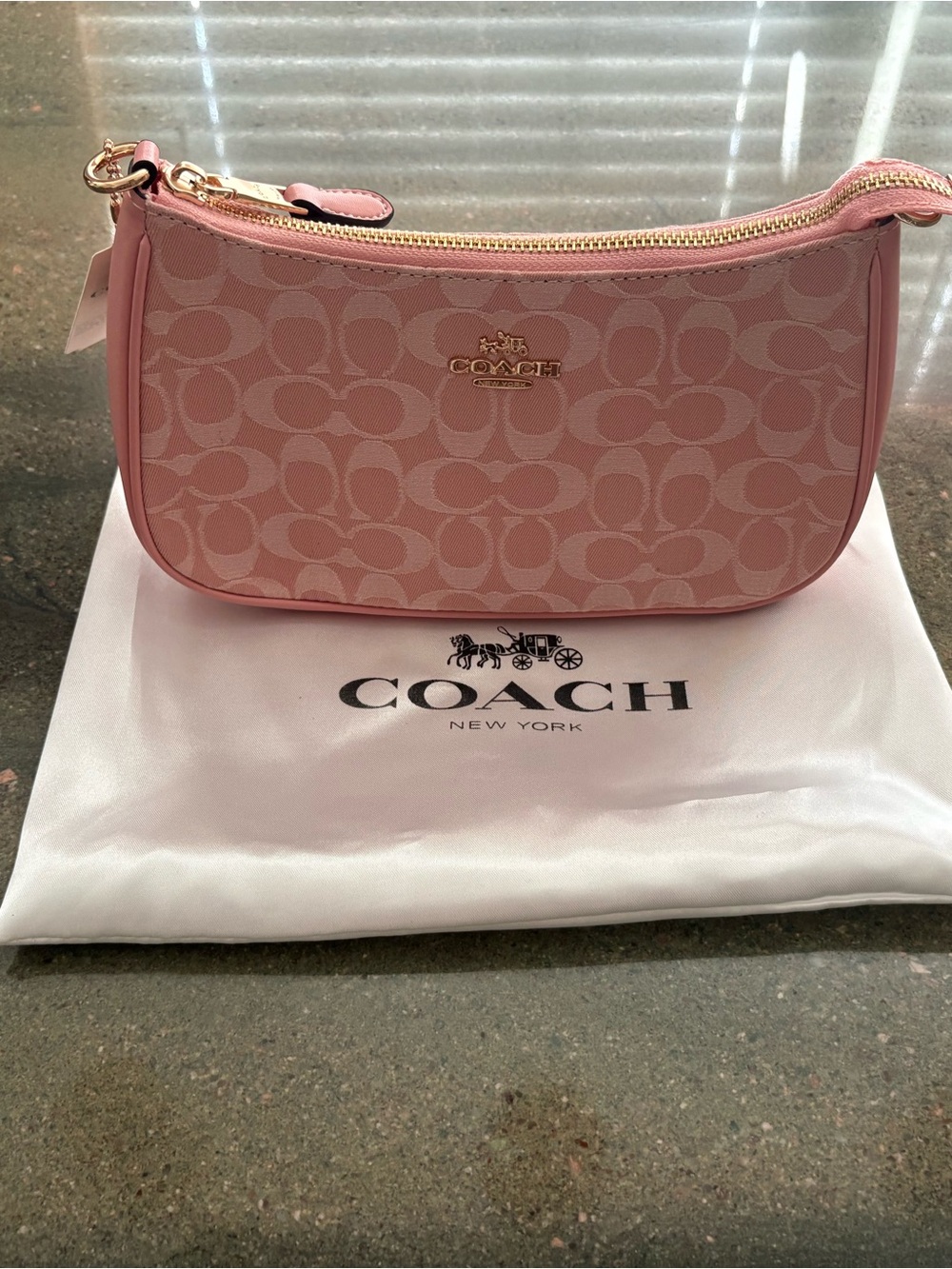 Pink Mini Jacquard Wristlet with Gold Hardware